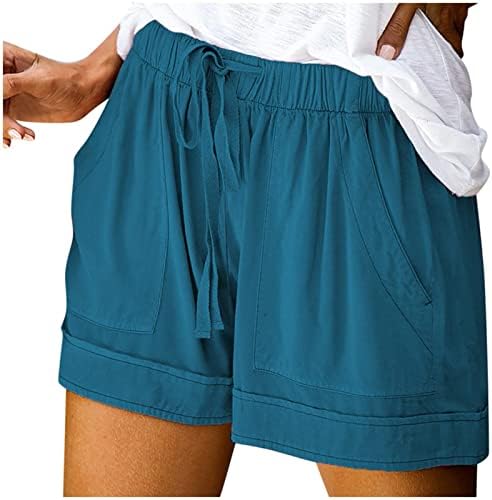 Shorts yubnlvae para mulheres de alta cintura alta verão plus size s-5xl cordas de tração com dois bolsos laterais sólidos