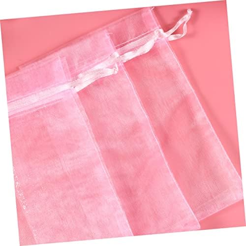 Luxshiny Jewelry Gift Sachs Bolsas de doces transparentes Bolsa de tração de tração de malha 100pcs Casa de jóias de jóias de