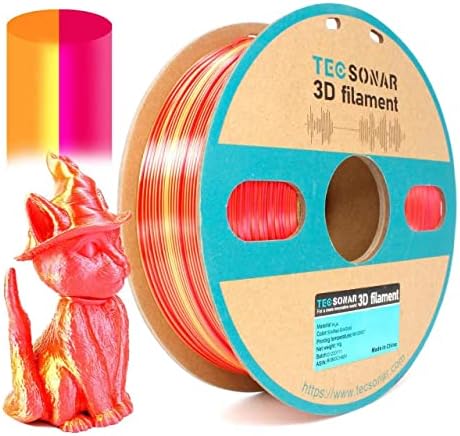 Filamento PLA multicolor Tecsonnar 1,75 mm 1kg, 2 rolos/pacote, ouro vermelho de seda, rosa azul de seda vermelha