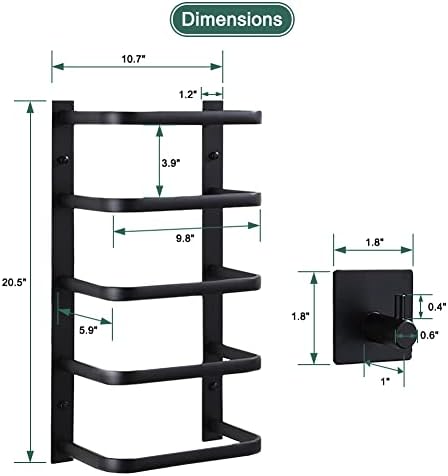 Racks de toalhas EAPC para banheiro, toalha de toalha montada com 2 ganchos de toalhas, adesivo sem perfuração e perfuração Toalheiro de toalhas de banheiro prateleira da organização para toalhas de mão ou de banho