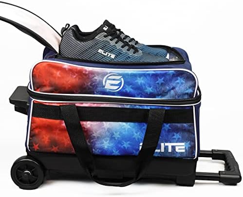 Elite Basic Basic Double Roller 2 Ball Bowling Bag com rodas | Bolso superior grande para acessórios ou sapatos de boliche até