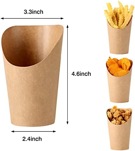 Moretoes 60 PCs Titular de batatas fritas, 14 onças de papel kraft de papel francês Fry Copo Charcuterrie Copo Caixas de Popcorn