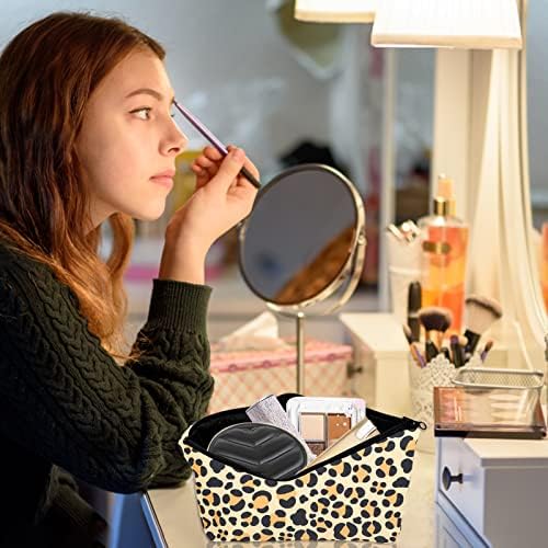 Auhoky 8 estilos bolsa de higiene pessoal maquiagem bolsa cosmética impermeável com zíper, padrões de impressão de leopardo bolsas
