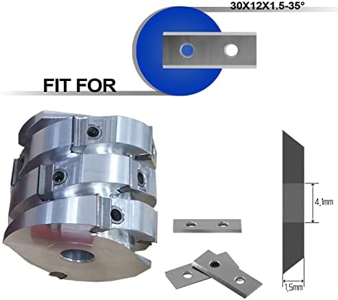 DUPHA 50pcs Square Carbide insere cortadores, substituição 30x12x1,5mm 1,18 polegada Inserções de carboneto Cutter Blades 2 arestas para torno de madeira Turning Turnings Tools