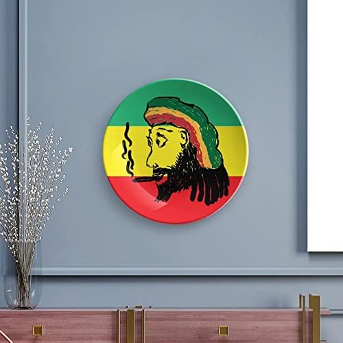 Retrato Rastafarian com um cigarro Placa decorativa de China Vintage com exibição Decoração de casa de presente de prato