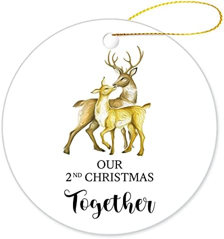 Nosso Segundo Ornamento de Natal Juntos 2021, 3 Padrão de Casal Padrão 2º Ornamento Casado de Natal, Noivos Casos