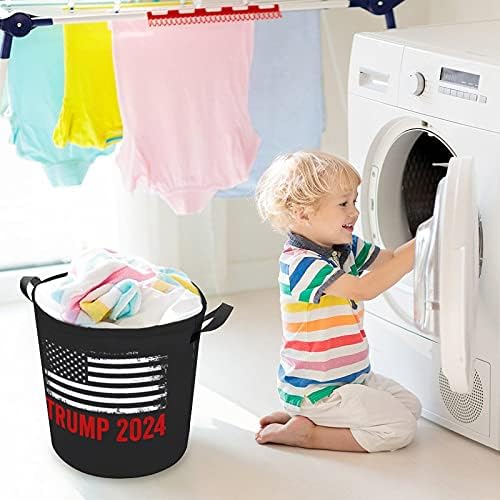 2024 Pro Trump Trump Laundry Basket Horting Bag Dirty Roupas de armazenamento BIN Impermeável Organizador de brinquedo dobrável