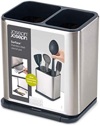 Joseph Joseph 85161 Suporte de utensílio com acessório de cozinha de colher removível, tamanho único, aço inoxidável/cinza