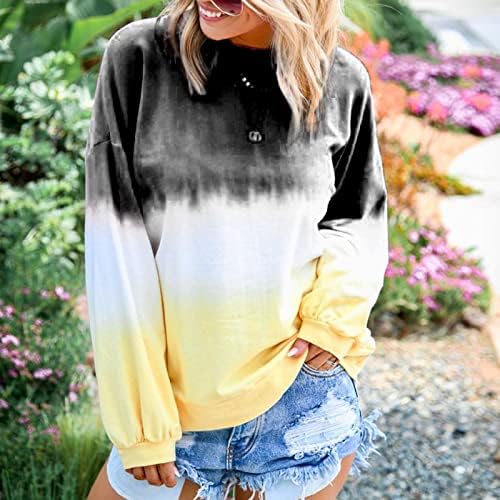 Camisas de manga comprida para mulheres Fall Fashion 2022 Tie Tye Tops Tops de grande tamanho Crewneck Sweatshirt Casual Sollover Túnica