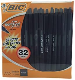 Caneta de bola de sensação suave Bic, preto, ponto médio, 32 contagens