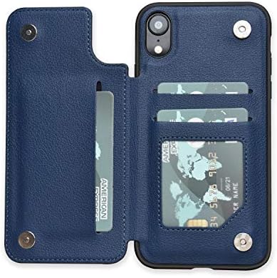 ACXLIFLIFE IPHONE XR CASO XR CARTE DE CLETO DE CRÉDITO CASO, Tampa de proteção com porta -caça -caça e capa de fechamento