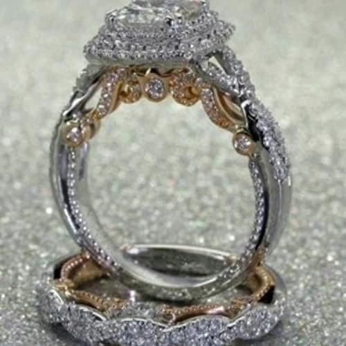 Ringos de moissanita para mulheres Praço quadrado de ouro Princesa anel de diamante dourado anel de noivado de diamante