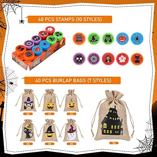 Leifide 80 PCs Halloween Party Favors Halloween Sacos de doces de Halloween Selo de Saltos de Crianças Bolsas de Presente Flue ou