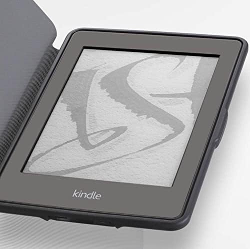 Caso para o Kindle Voyage Somente 6 polegadas - Cubra com Sono/Wake Auto - Flores roxas na neve