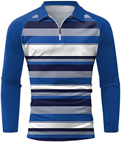 ZDDO 2022 Novas camisas de pólo para homens, zípira de colorido de manga comprida colorida de coloração de retalhos de golfe tops