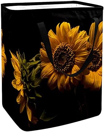 Flor Bloom Sunflower Laundry Basket Bin Bin de armazenamento com alças para cesto, quarto de crianças, armazenamento