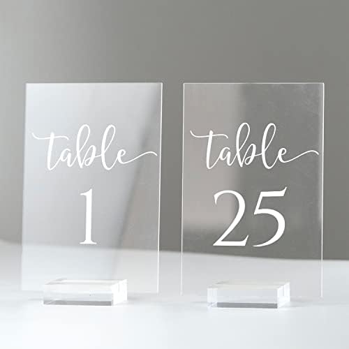 Números de mesa de casamento de acrílico acrílico Jinmury 1-25 com números de mesa acrílicos de 4x6 polegadas de 4x6 polegadas,