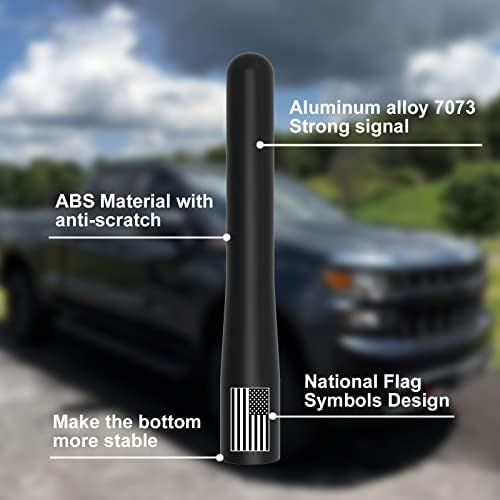 Antena de carro universal com tampas de haste de válvula - design de bandeira americana, acessórios de decoração externa