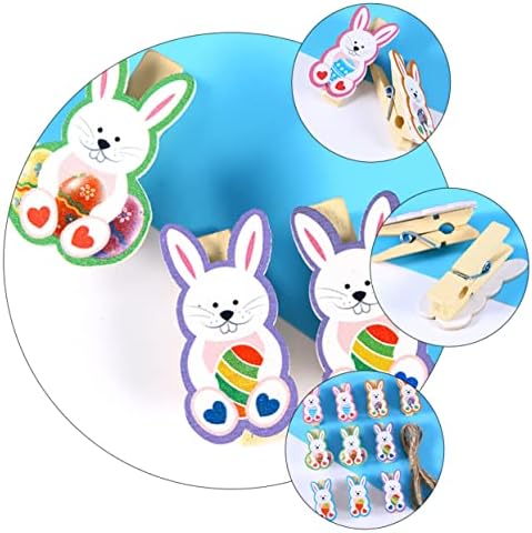 Soimiss 4 40 PCS Rabbit Clipe de madeira Presente Ornamentos mini prendedores de madeira roupas de madeira PEG PEG