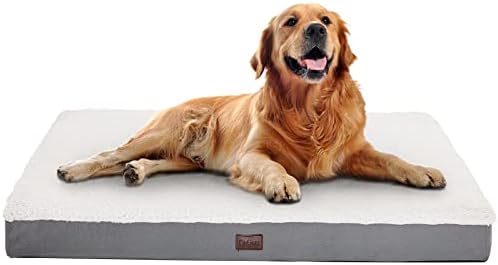 Ohgeni Ortopédico Cama de cachorro para cães grandes com suporte de espuma de ovo macio, capa de cama removível à prova