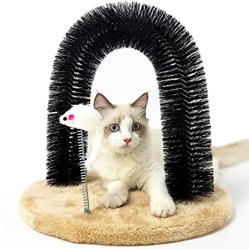 Heykitten Cat Self Groomer Arch com mouse de brinquedo e Ultra Soft Cat Cushion