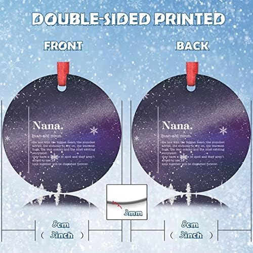 Nana Definição Tipografia Arexos de árvore de Natal Citação engraçada Nana Ornamentos de Natal personalizados 2022 Ornamentos
