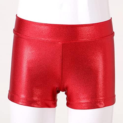 Kaerm Kids Girls Thiny Metallic Workout Yoga Boicote shorts Ginástica Ginástica Jazz Ballet Surfras BTTOMS RED 5-6