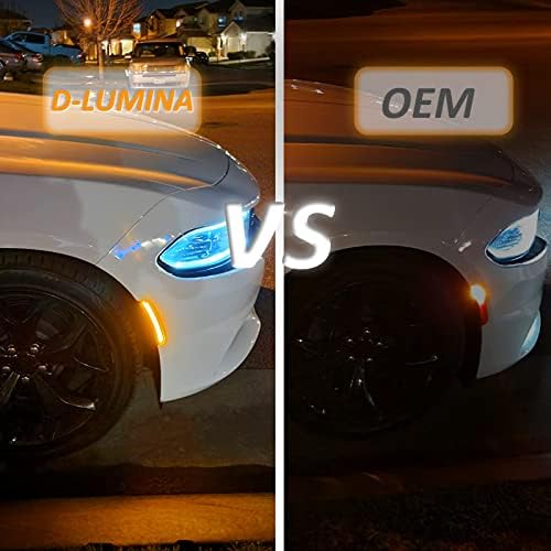 DLUMINA LED LIMENTAÇÃO FRONTAL LUZES AMBER LUZES LAS LED DO LED LED DO LED LENTED PARA DODGE CHARGER 2015-2022, Indicador de Lâmpada de Luzes de Luzes Front Lights Refletores