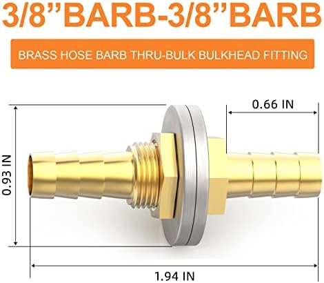 Gasher 10pcs Mangueira de bronze Barb através do encaixe de antepara de bulkhe