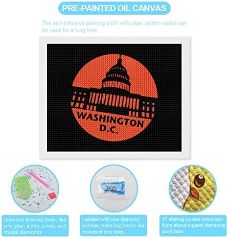 Washington D C Kits de pintura de diamante 5D DIY FLILHA FILIZAÇÃO RETRAS DE RETRAS DE WALL Decor para adultos 16 x20