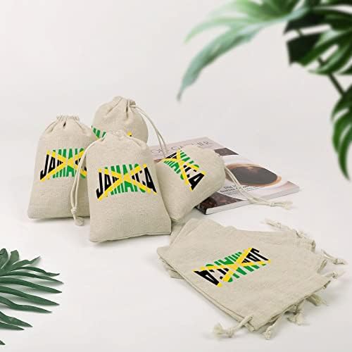 Bandeiras da bandeira jamaicana Bolsas de armazenamento bolsas de presente de doces de doces reutilizáveis ​​dobráveis ​​e compactos de bolso multiuso 8pcs