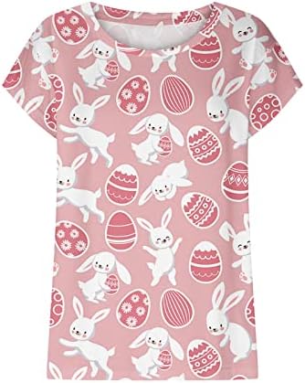 Camisas de Páscoa para mulheres Manga de tampa casual Blusa gráfica de coelho de coelho