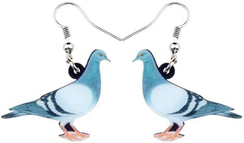 BONSNY ACRYLIC Grow Dangle Anime Blue Dove Pigeon Brincos de pássaro Jóias para mulheres garotas