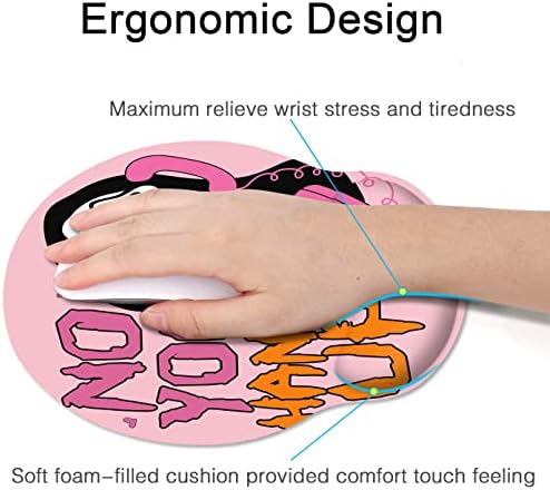 Britimes Ergonomic Mouse Pad com suporte de pulso Carto-de-pulveira cora de borracha não deslizamento de desenho rosa