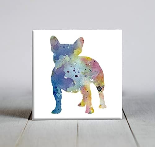 Bulldog francês Azul abstrato aquarela Arte decorativa de telha decorativa