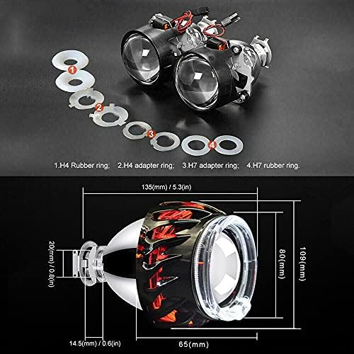 Yufanya 2,5 polegadas lentes de projetor de bixenon com rodas quentes em espiral led led os olhos anjos shrouds lhd