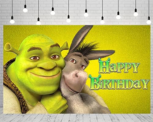 Cenário de Sopak Shrek para decorações de festas de aniversário, Shrek e Borning Background for Baby Shower Bolo Decorações de Mesa de Tabel