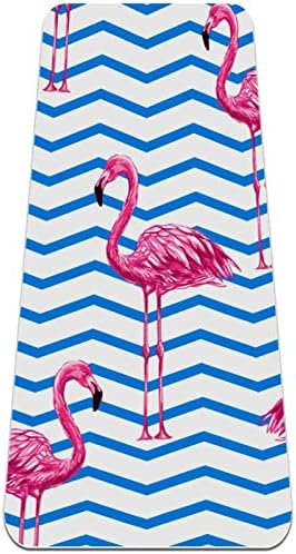 Tropical Pink Flamingo Blue Zigzag Padrão de ioga extra grossa - Mat de ioga ECO Friendly Friendly não deslizamento e tapete