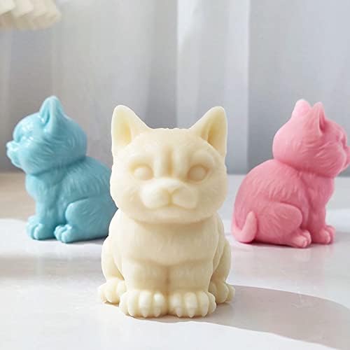 Lifetore 3D Kitten Cat Silicone Candle Soap Mold, fondant bolo de chocolate assado em gesso de argila resina epóxi molde