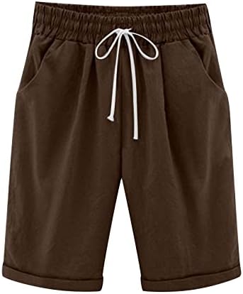 Shorts de bermudas para mulheres no joelho de verão de verão alta shorts de jersey com bolsos soltos saltos longos e confortáveis