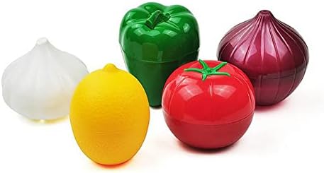 Refrigerador de recipiente de frutas de 5 peças, armazenamento de cebola, armazenamento de vegetais, cebola, limão, pimenta verde, tomate, contêiner de armazenamento de alho, preservação da geladeira