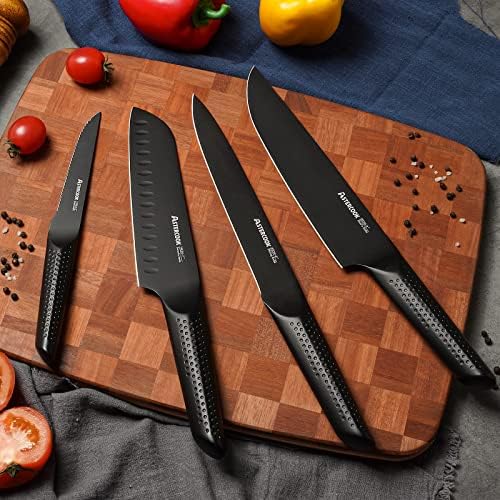 Conjunto de facas, 15 peças Chef Knife Set com bloco para cozinha, conjunto alemão de bloco de faca de aço inoxidável, lava -louças seguro, elegante preto