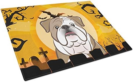 Tesouros de Caroline BB1777LCB Halloween English Bulldog Glass Rutting Board Grande e Decorativo Corte de Vidro e Serviço Placa