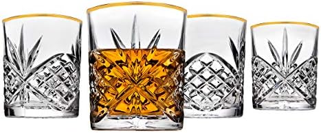 Godinger Double Old Modyed Glasses Cups, Gold Balled - Dublin, Conjunto de 4