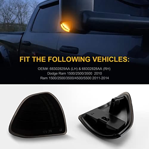 Luz de sinal de curva para espelho lateral LED para 2010-2018 Dodge Ram 1500 2500 3500 4500 5500 Lâmpada de espelho