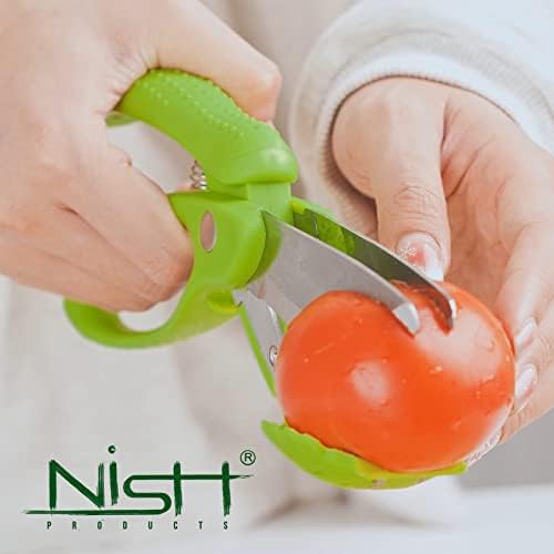 Nish jogando e cortando tesoura de salada e salada de salada de placa de corte Chopper