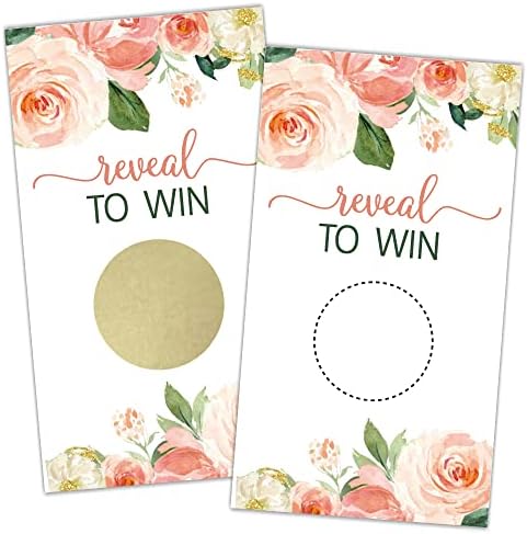 RewidParty 50 Blank Floral Gift Scratch Off Cards Cards Atividade Para Baby Shower Raffle Bilhetes Casamento Bridal Scret Off Cartões de jogo VoUchers de clientes para Small Business Spa Beauty