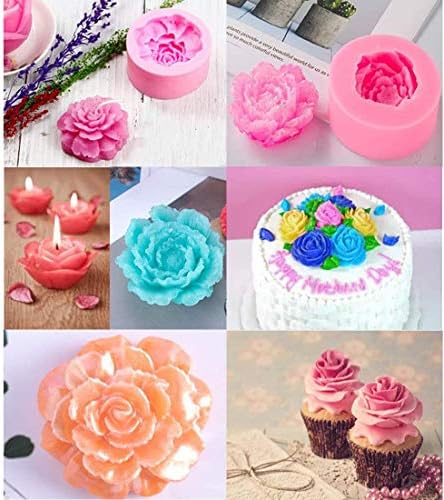 Genericaa 3D CARNATION FLOR SILICONE FONDANT MOLD ， Molde de silicone para vela, sabão, decoração de bolo fondant, chocolate, doces, artesanato de açúcar, gelatina, barra de loção, Ploymer Clay Day Day Gift, Flower-A