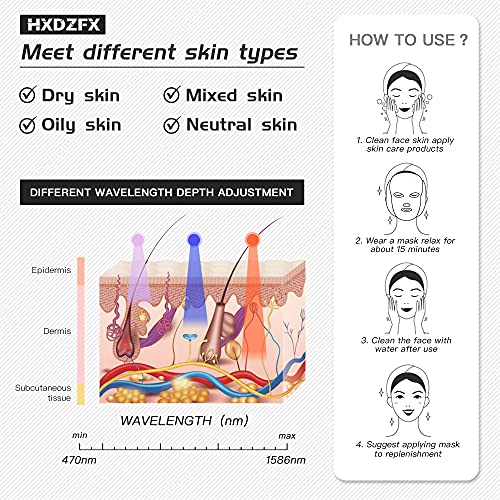 HXDZFX 7 Máscara de cuidados com a pele LED para face e máscara cosmética óptica e portátil para o pescoço rejuvenescimento terapia