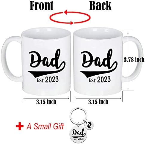 LOZACHA DAD EST 2023 Caneca de café com chaveiro para homens, novo pai para ser 1º Pais Pais Presentes do Dia